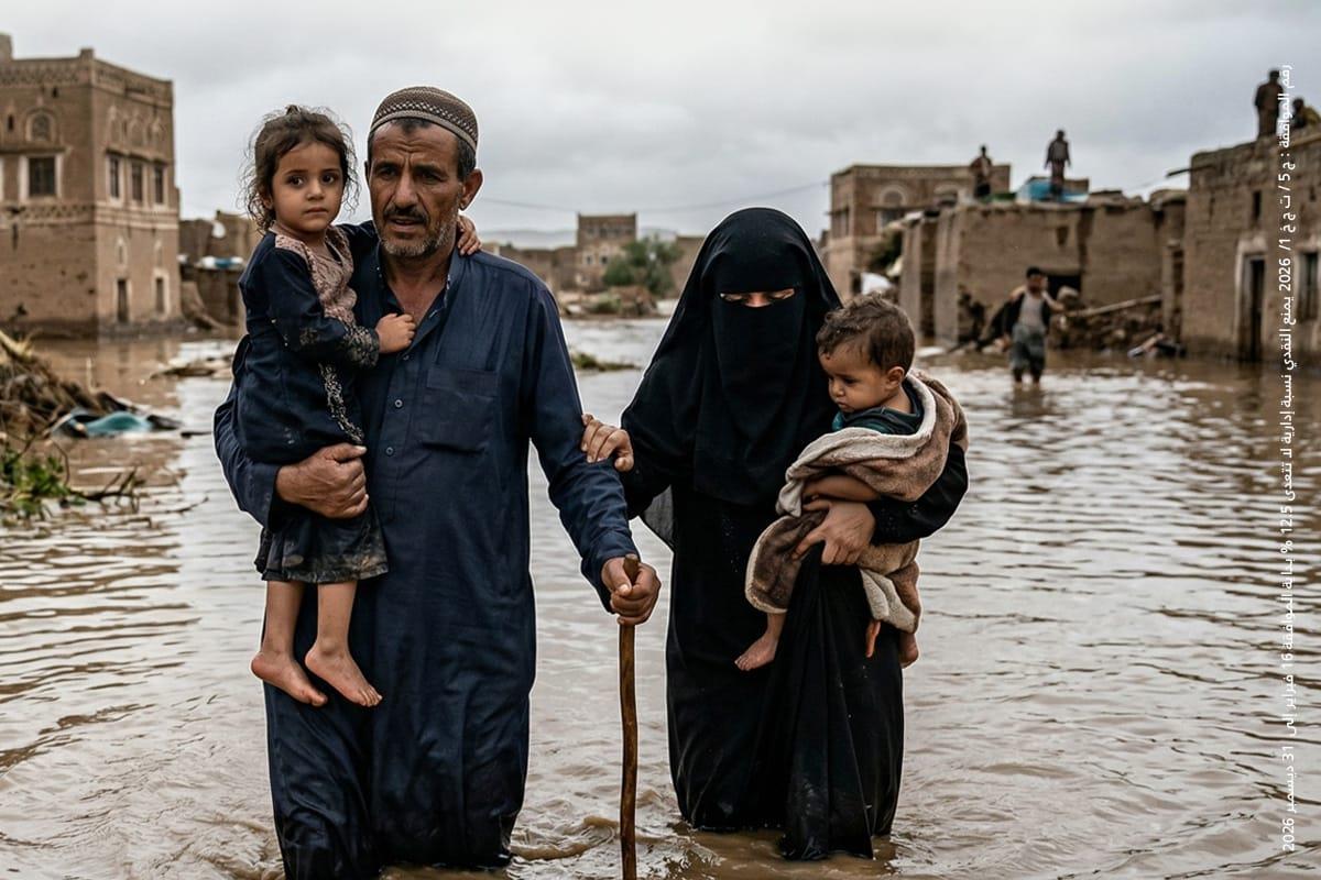 توزيع السلال الغذائية للمتضررين من السيول باليمن